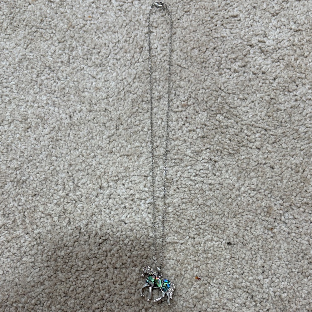 Silver Necklace with horse charm